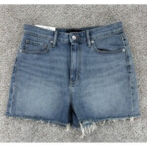 UNIQLO‎ High Rise Slim Fit Denim Shorts Womens 27 Blue Stretch Denim Raw Hem NWT